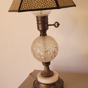 Elegant Frosted Glass Table Lamp with Bronze Accents